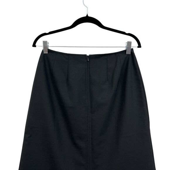 Eddie Bauer Women Wool Blend Skirt A Line Stretch One Pleat Zip Black Size 6 - Picture 4 of 6
